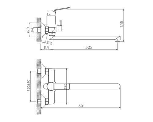 Смеситель для ванны Maretti Виола VA22RF572-D, хром