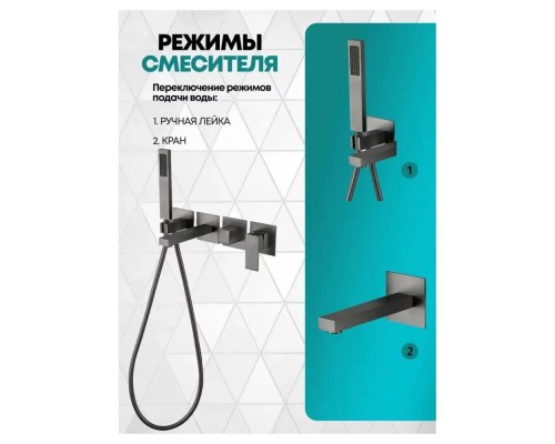 Смеситель для ванны встраиваемый Grocenberg GB5060BG, графит