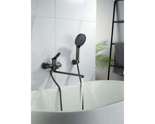 Смеситель для ванны Shevanik S4722T, оружейная сталь
