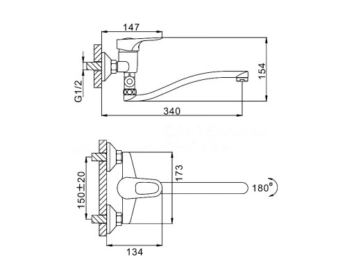 Смеситель для ванны FRAP F2128-B, хром