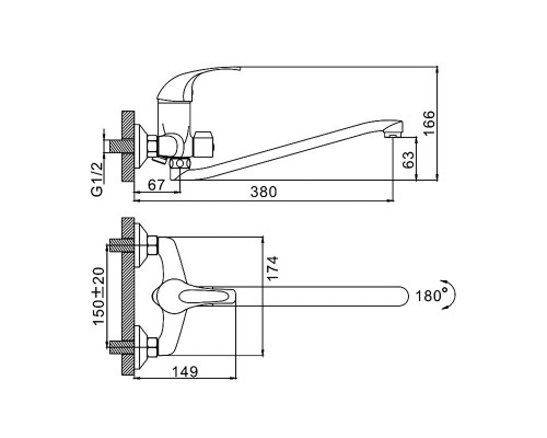 Смеситель для ванны FRAP F2229, хром