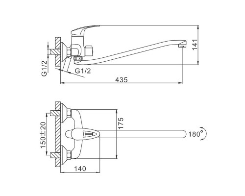 Смеситель для ванны FRAP F2239-B, хром