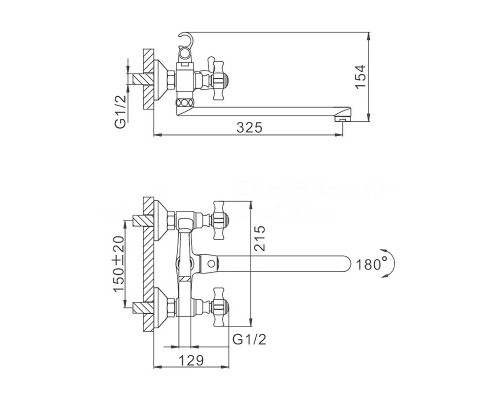 Смеситель для ванны FRAP F2124, хром
