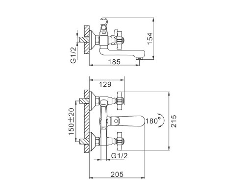Смеситель для ванны FRAP F3024, хром
