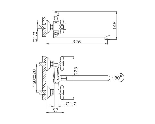 Смеситель для ванны FRAP F2225, хром
