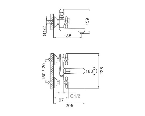 Смеситель для ванны FRAP F3025, хром