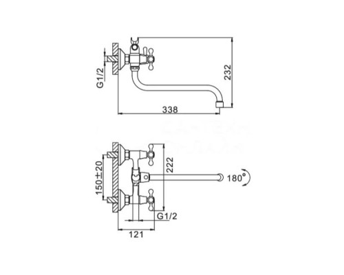Смеситель для ванны FRAP F2227-2, хром