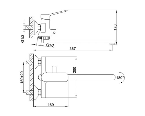 Смеситель для ванны FRAP F2261, хром