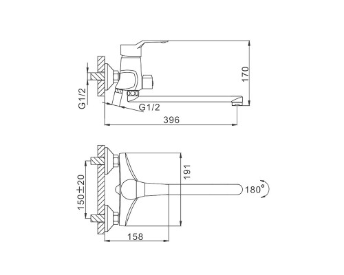 Смеситель для ванны FRAP F2263, хром