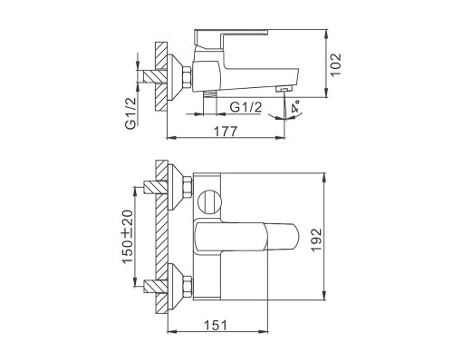 Смеситель для ванны FRAP F3273, хром