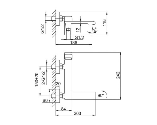 Смеситель для ванны FRAP F3284, хром