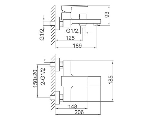 Смеситель для ванны FRAP F3291-29, оружейная сталь