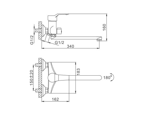 Смеситель для ванны FRAP F22063, хром