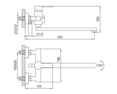 Смеситель для ванны FRAP F22801-2, хром