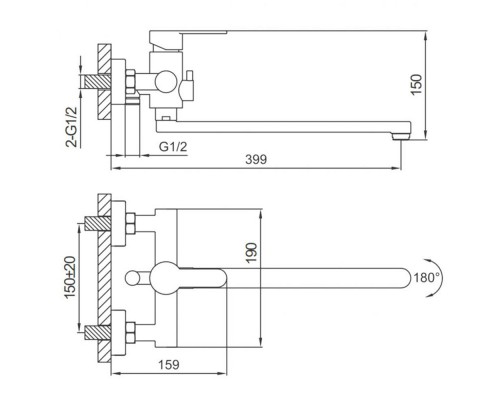 Смеситель для ванны FRAP F22801-26, черный