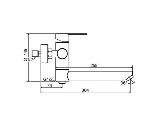 Смеситель для ванны FRAP F32801-9, оружейная сталь