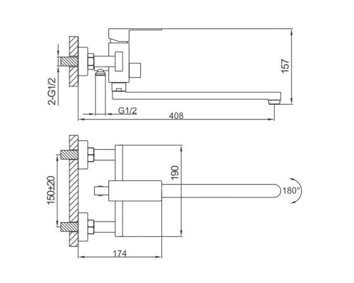 Смеситель для ванны FRAP F22802-2, хром