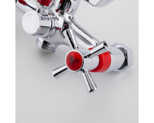 Смеситель для ванны FRUD R22118-10, хром/красный