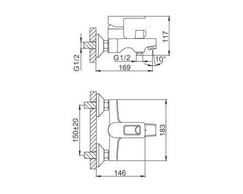 Смеситель для ванны FRUD R32072, хром