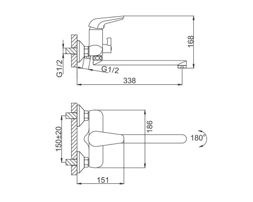 Смеситель для ванны FRUD R22102, хром