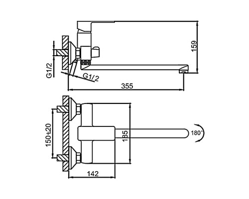 Смеситель для ванны FRUD R22131, хром