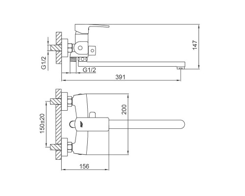 Смеситель для ванны FRUD R22152, черный
