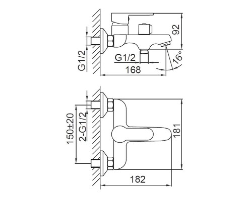 Смеситель для ванны FRUD R32157-6, черный
