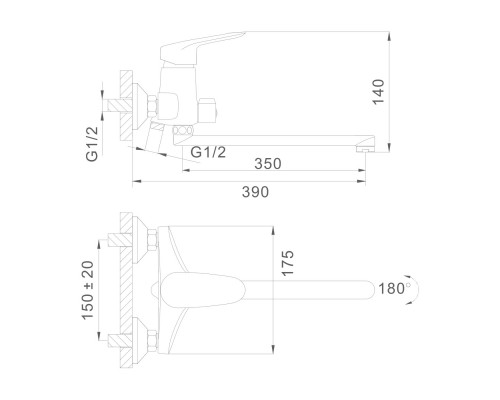 Смеситель для ванны D-Lin D147375, хром