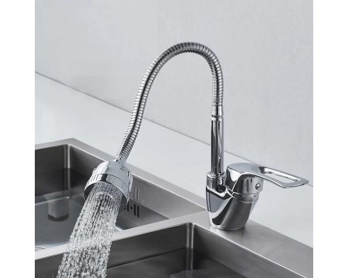 Смеситель для кухни с гибким изливом Shevanik S5143, хром