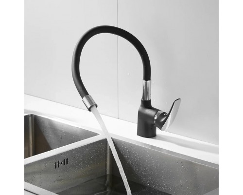 Смеситель для кухни с гибким изливом Shevanik S443-3, черный