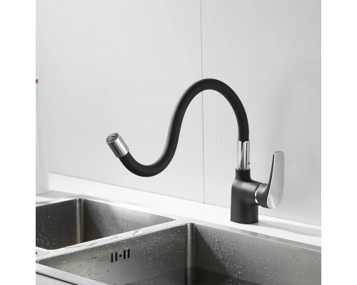 Смеситель для кухни с гибким изливом Shevanik S443-3, черный