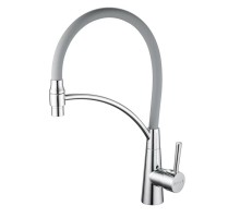 Смеситель для кухни с гибким изливом Shevanik S743-9, хром/серый