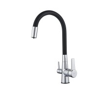 Смеситель для кухни с подключением фильтра для воды D-Lin D159317-1, хром/черный
