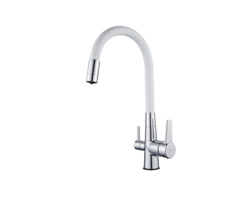 Смеситель для кухни с подключением фильтра для воды D-Lin D159317-3, хром/белый