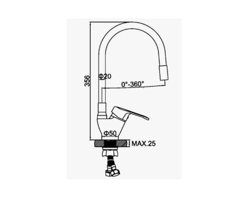Смеситель для кухни с гибким изливом D-Lin D150628-3C, хром/белый