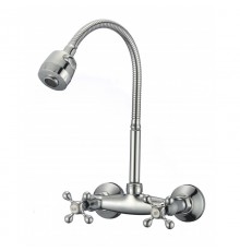 Смеситель для кухни настенный с гибким изливом D-Lin D142810-T, хром