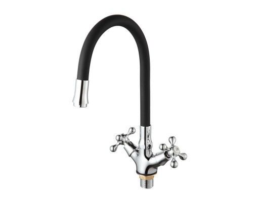 Смеситель для кухни с гибким изливом D-Lin D153810-1, хром/черный