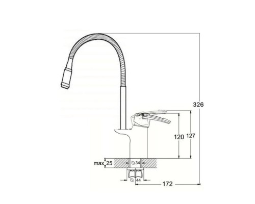 Смеситель для кухни с гибким изливом D-Lin D157315-Q, хром