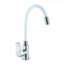 Смеситель для кухни с гибким изливом D-Lin D155318-3, хром/белый