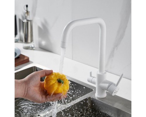 Смеситель для кухни с подключением фильтра Shevanik S228C, белый