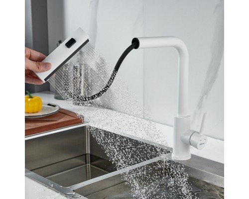 Смеситель для кухни с мультифункциональным изливом Shevanik S263C, белый