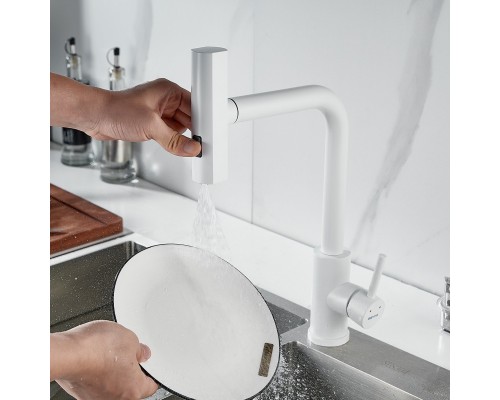 Смеситель для кухни с мультифункциональным изливом Shevanik S263C, белый