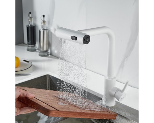 Смеситель для кухни с мультифункциональным изливом Shevanik S263C, белый