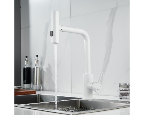 Смеситель для кухни с мультифункциональным изливом Shevanik S263C, белый