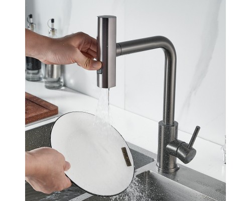 Смеситель для кухни с мультифункциональным изливом Shevanik S263T, оружейная сталь