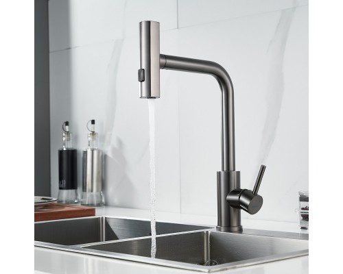 Смеситель для кухни с мультифункциональным изливом Shevanik S263T, оружейная сталь