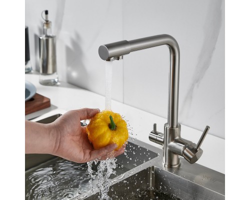 Смеситель для кухни с подключением фильтра Shevanik S328L, сатин