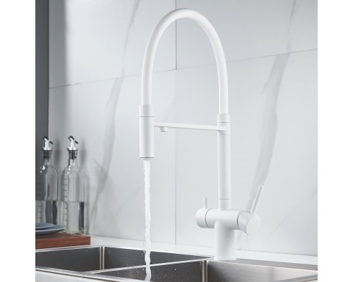 Смеситель для кухни с подключением фильтра Shevanik S178C, белый