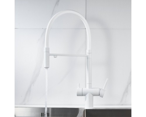 Смеситель для кухни с подключением фильтра Shevanik S178C, белый