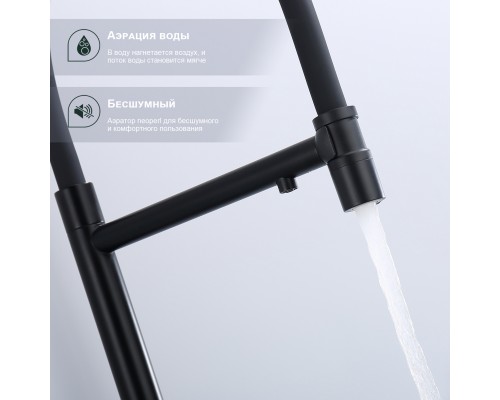 Смеситель для кухни с подключением фильтра Splenka S70.63.06, черный